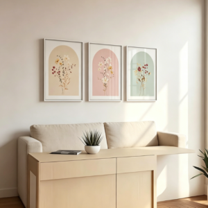 Set of 3 Watercolour Wildflower Floral Wall Art, Botanical Canvas Prints, Vintage Boho Minimalist Poster for Bedroom 12x16in Unframed